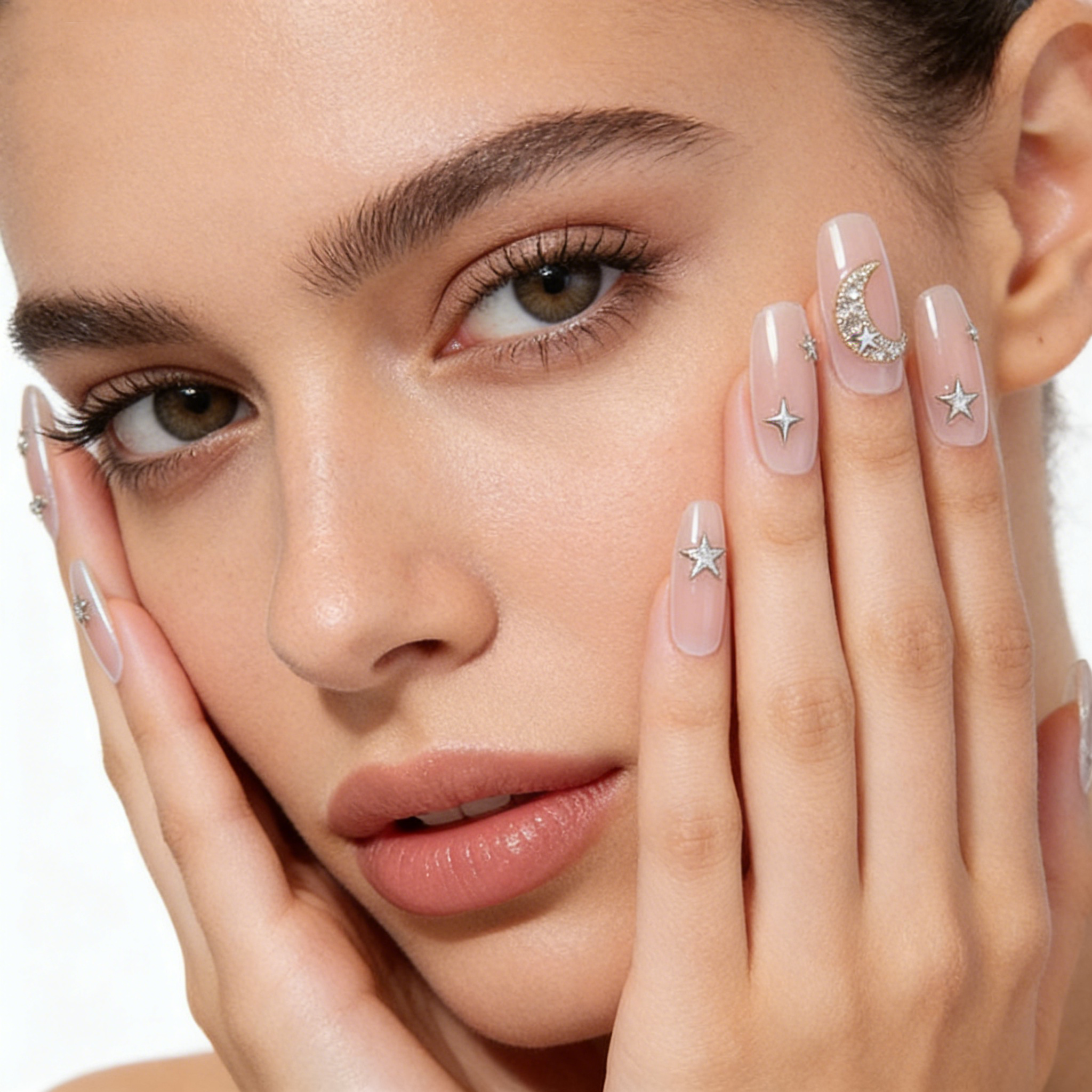 Nude Ombre Moon & Star Press-On Nails