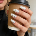 White with Silver Stars & Dots Press-On Nails