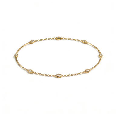 Gold Plated CZ Station Chain Bracelet