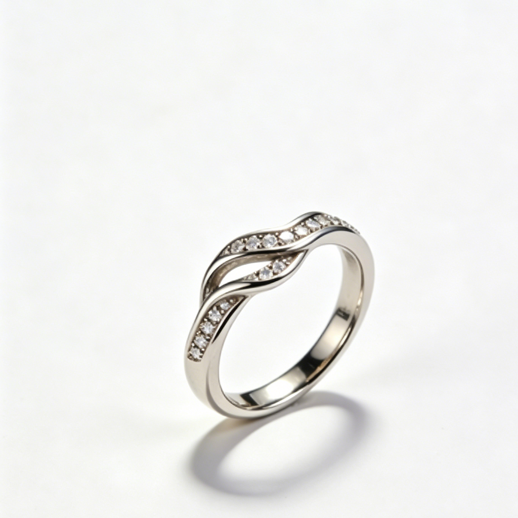 Silver Double Twist CZ Ring