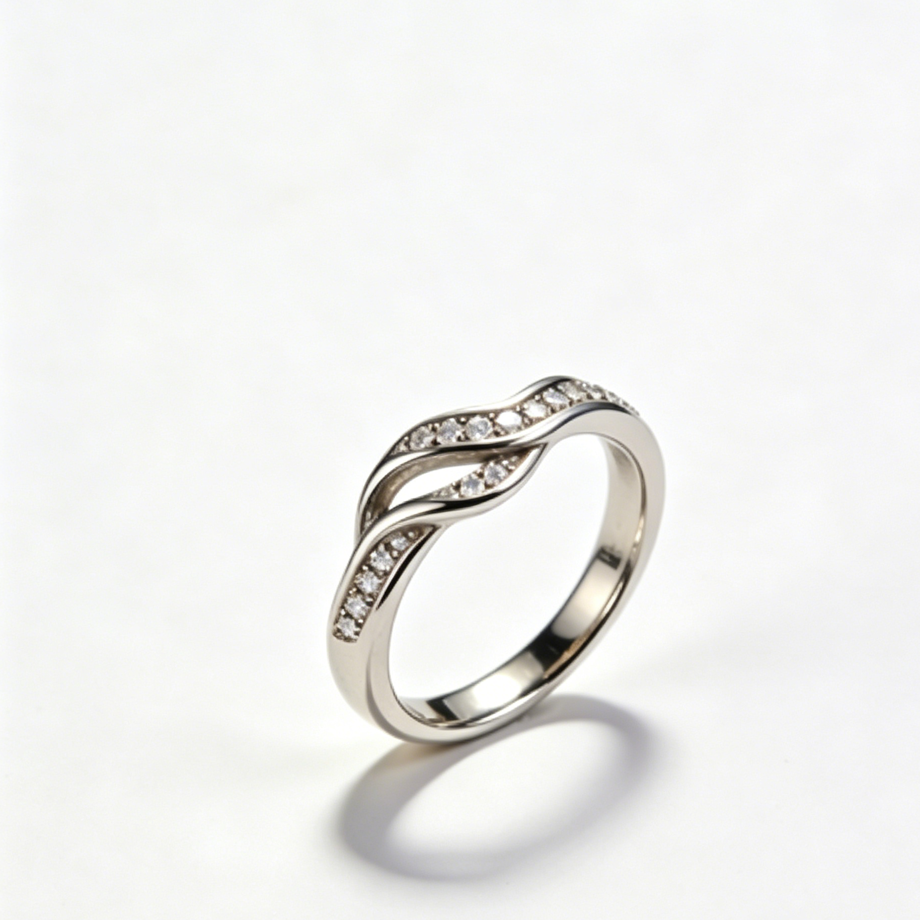 Silver Double Twist CZ Ring