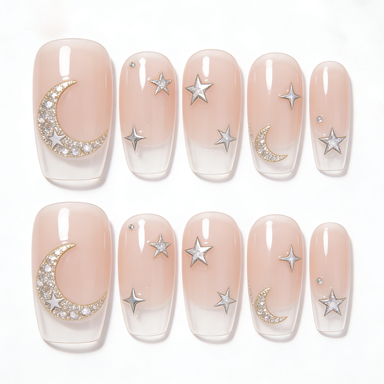 Nude Ombre Moon & Star Press-On Nails