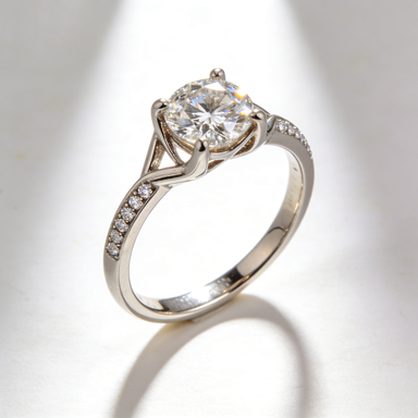 Silver X-Prong Solitaire CZ Ring