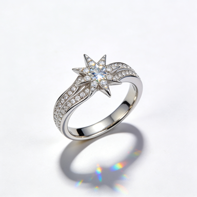 Silver Starburst CZ Ring
