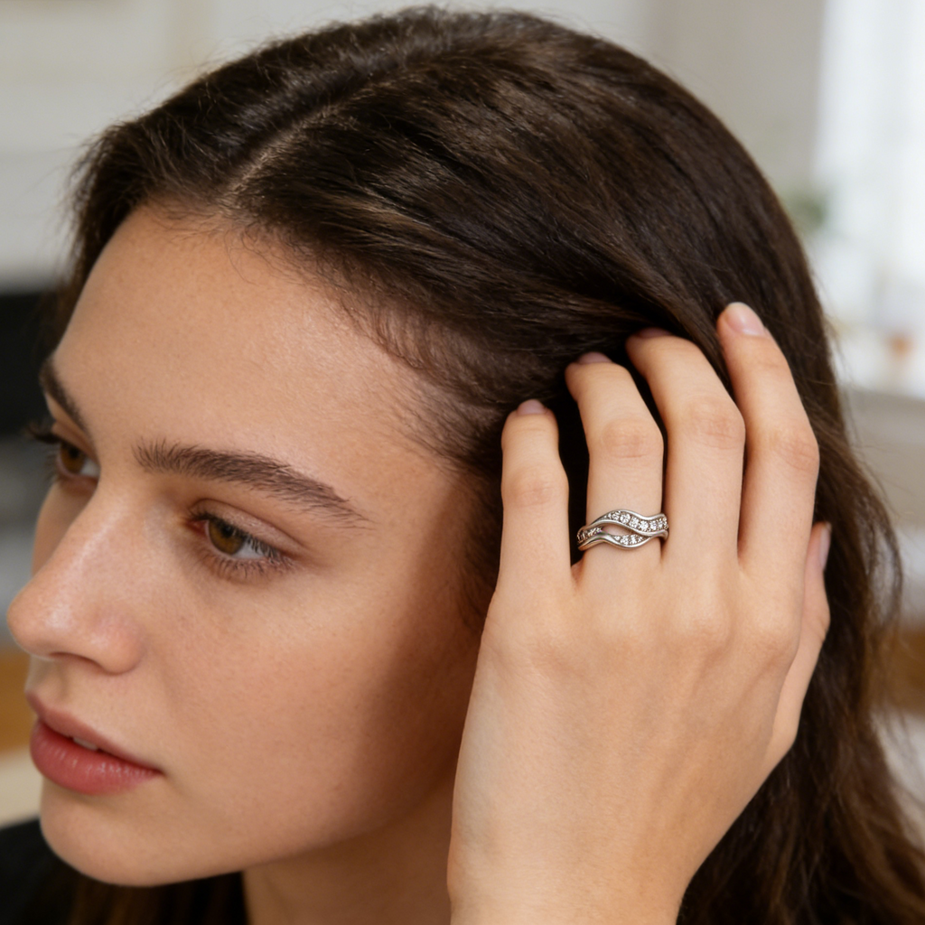 Silver Double Twist CZ Ring