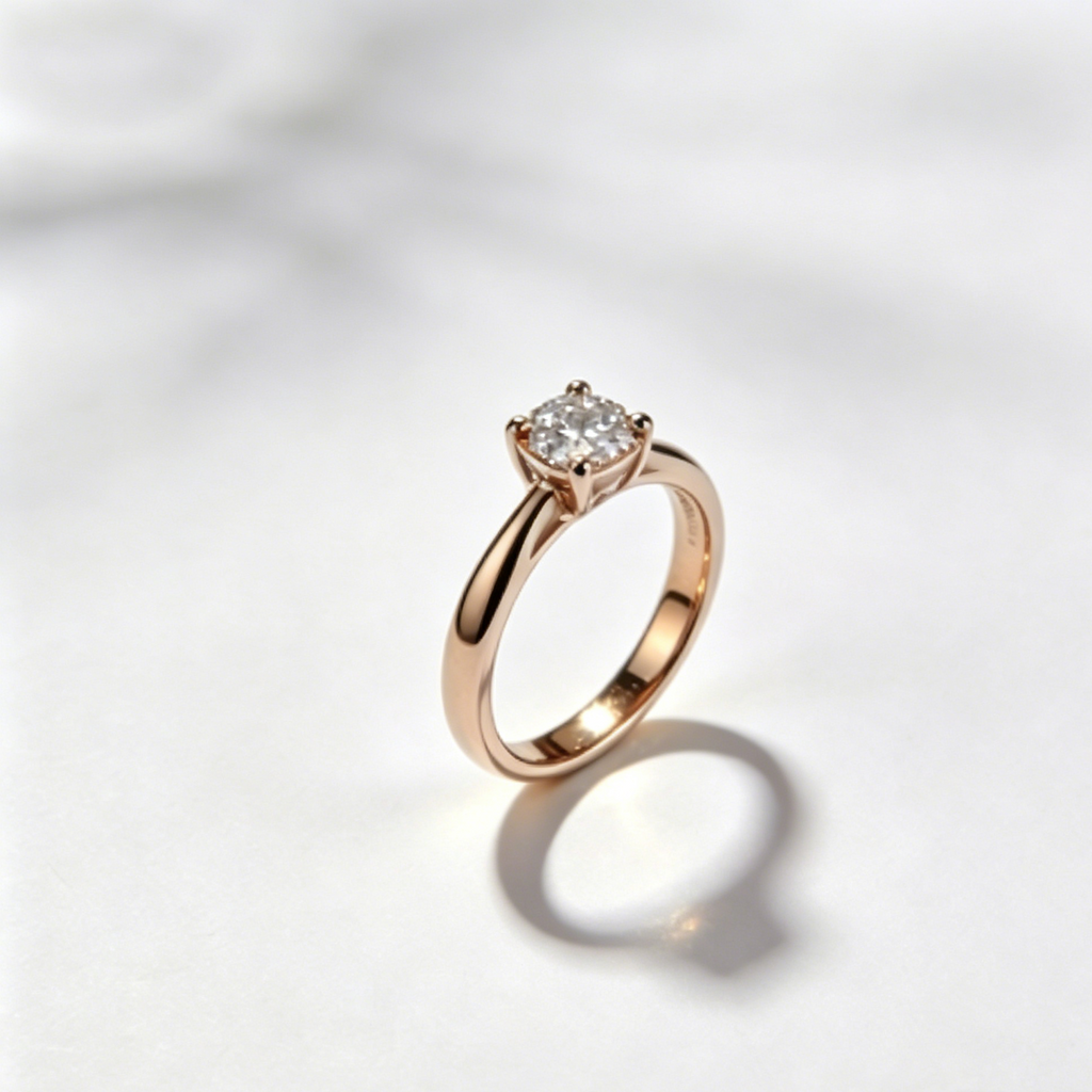 Rose Gold Solitaire CZ Ring