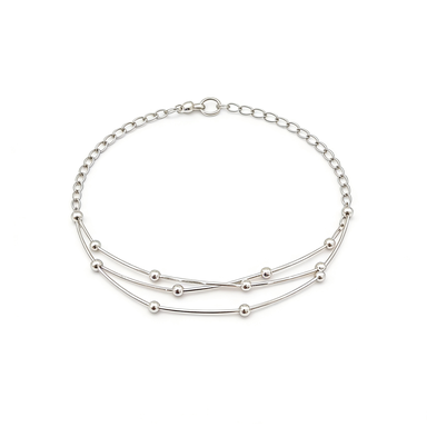 Silver Multi-Layer Beaded Bracelet