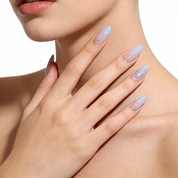 Pink & Blue Ombre with Rhinestones Press-On Nails