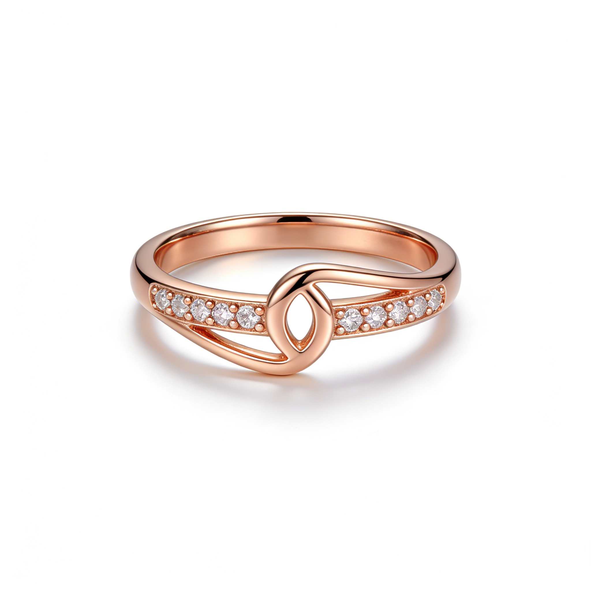 Rose Gold Knot Design CZ Ring