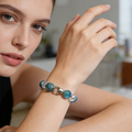 Turquoise & Clear Crystal Beaded Bracelet