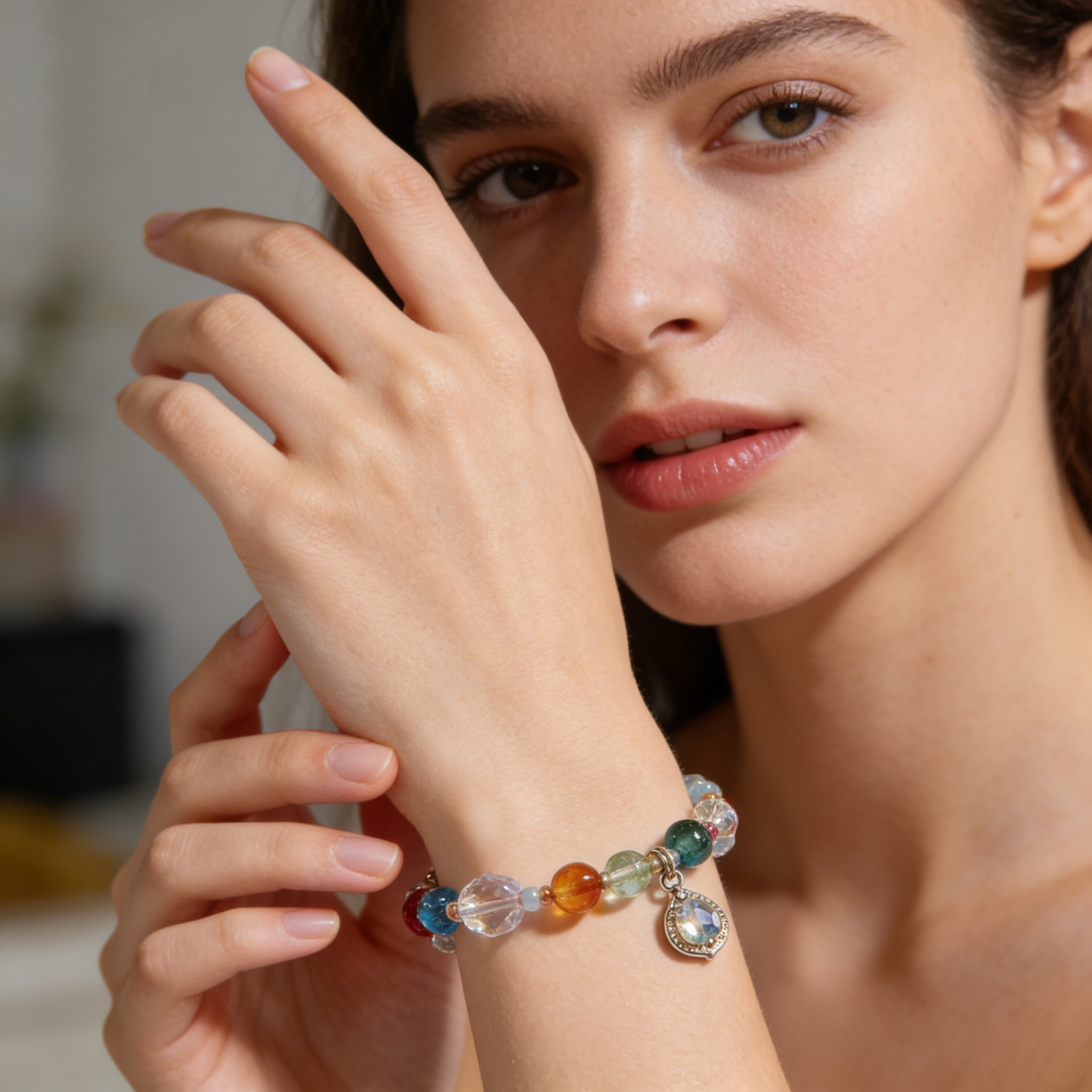 Multi-Gemstone & Crystal Charm Bracelet