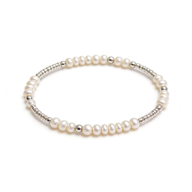 Pearl & Silver Beaded Bracelet
