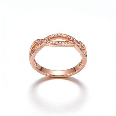 Rose Gold Twisted CZ Ring