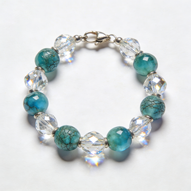 Turquoise & Clear Crystal Beaded Bracelet