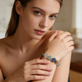 Aquamarine & Crystal Mixed Gemstone Beaded Bracelet
