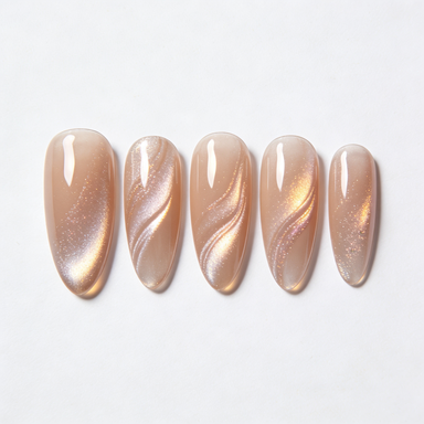 Nude Holographic Swirl Press-On Nails