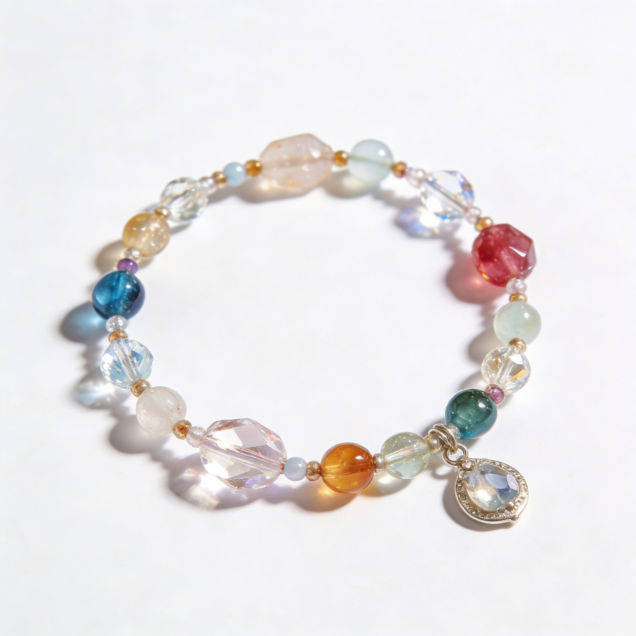 Multi-Gemstone & Crystal Charm Bracelet