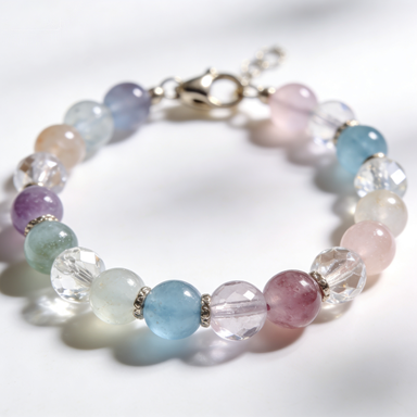 Mixed Fluorite & Crystal Beaded Bracelet with Clasp