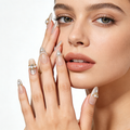 Nude with Gold & Pearl Accents Press-On Nails