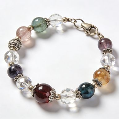 Vintage Style Mixed Gemstone & Crystal Bracelet