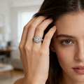 Silver Halo Solitaire CZ Ring
