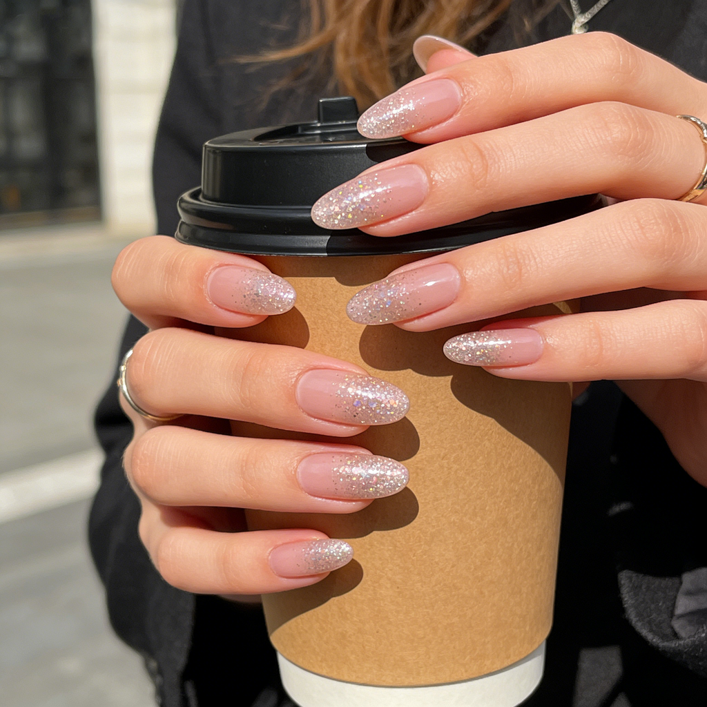 Nude Ombre Glitter Press-On Nails