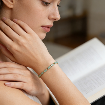 Gold & Mint Green Station Bracelet