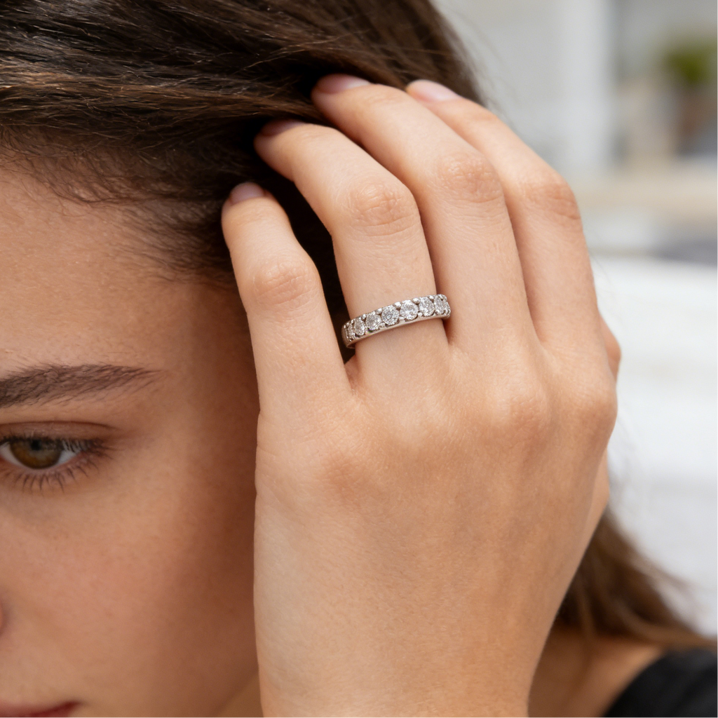 Silver Full Eternity CZ Band Ring