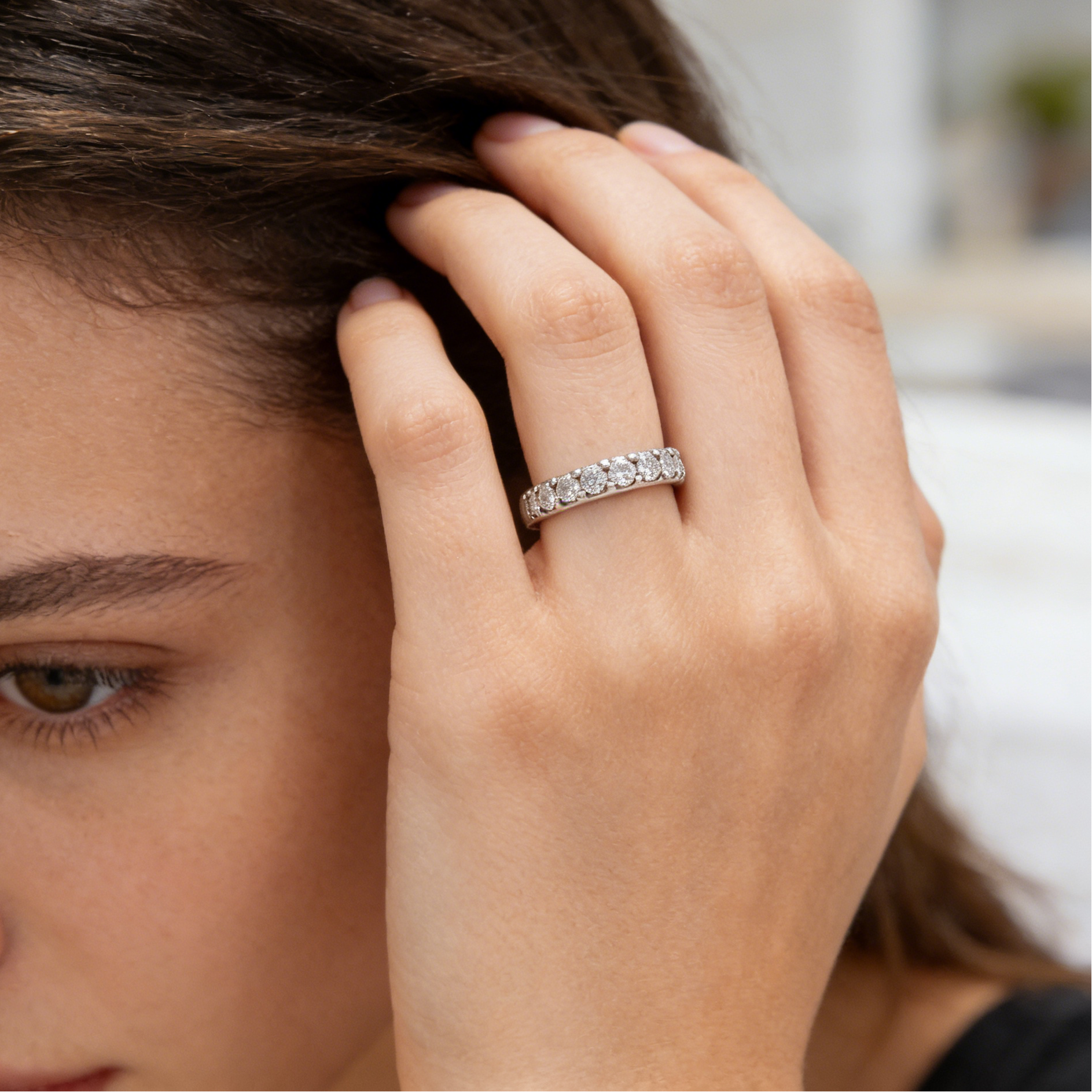 Silver Full Eternity CZ Band Ring