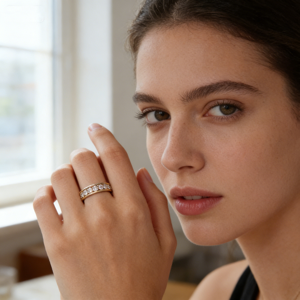 Rose Gold Full Eternity CZ Band Ring