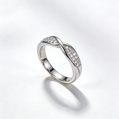 Silver Infinity Twist CZ Ring