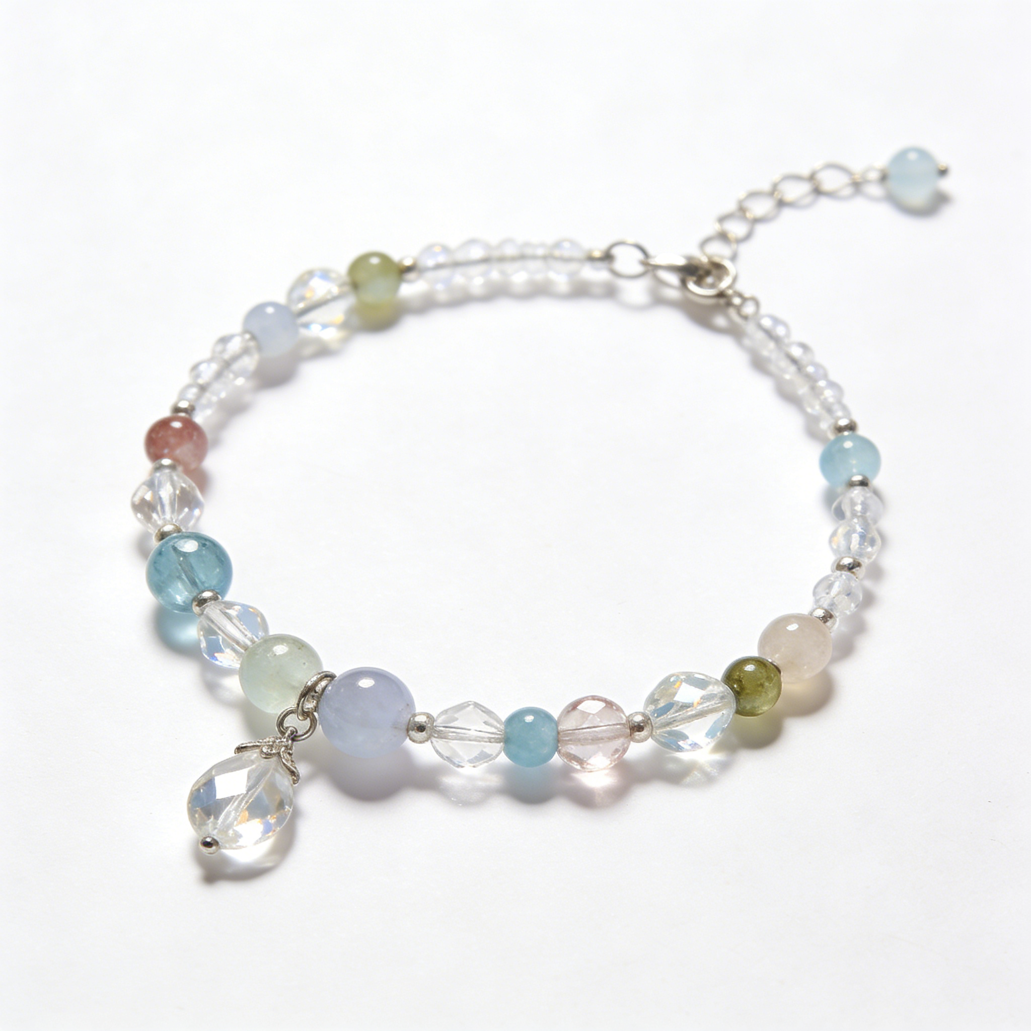 Pastel Gemstone & Crystal Teardrop Bracelet