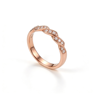 Rose Gold Braided CZ Ring